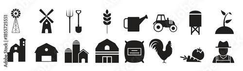  farm vector icon set ranch illustration sign collection