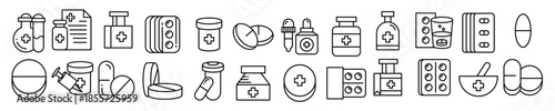 medicine drug and pharmacy icons set