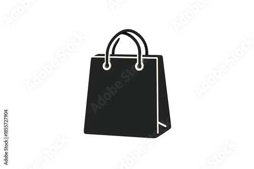 Black shopping bag icon with white outline and handles