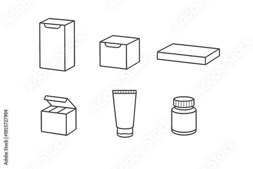 Collection of packaging outlines on a gradient background