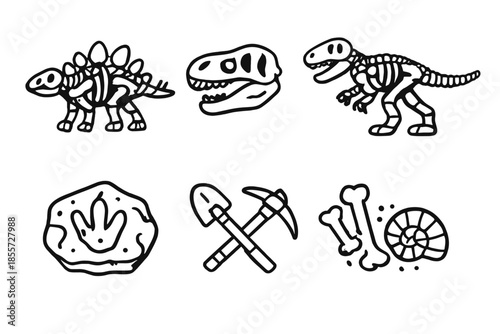 Dinosaur Fossil Icons Set