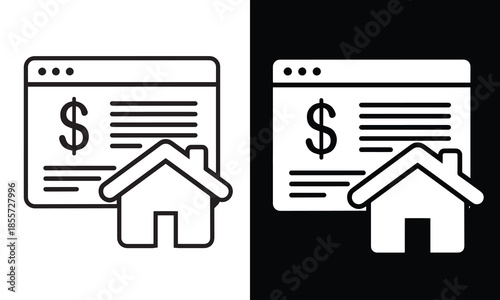 Real estate financial document with house icon and dollar sign illustration