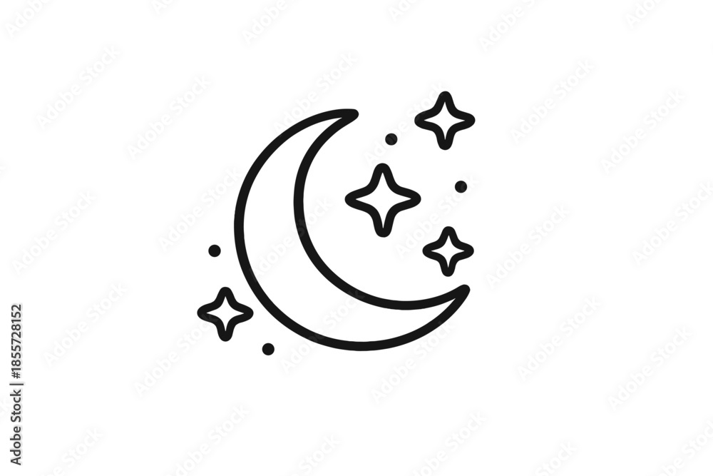 Obraz premium Crescent moon with stars icon