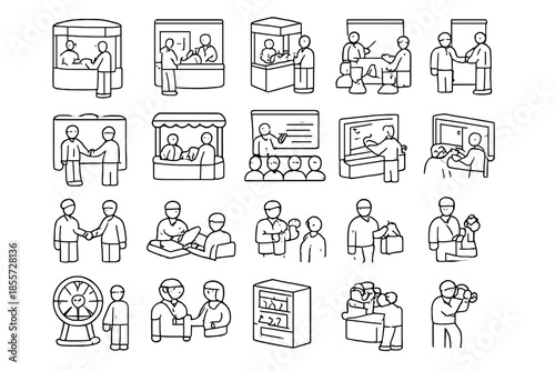 Business meeting and presentation icons