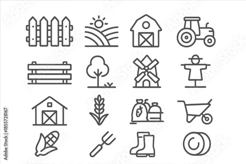 Farm and agriculture icons set