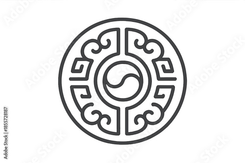 Korean Taegeuk Symbol with Ornate Border
