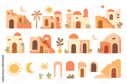 Whimsical Desert Village Illustration
