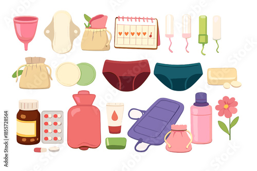 Feminine hygiene products arranged artistically