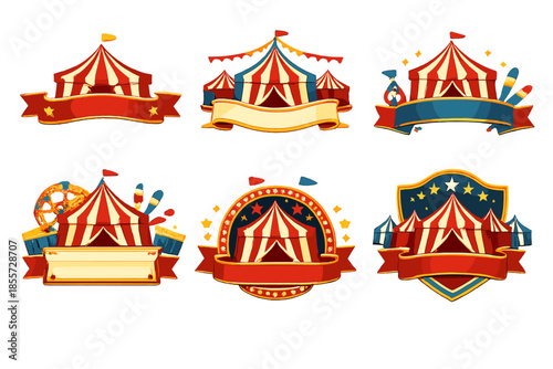 Circus Tents with Banners and Embellishments