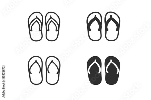 Four pairs of flip flops icons on a gradient background