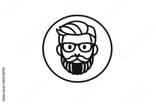 Retro hipster man with glasses and beard icon on a gradient background