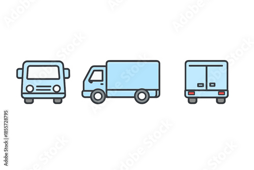 Wallpaper Mural Three light blue delivery trucks shown from different angles Torontodigital.ca