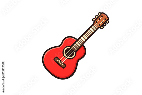 Red Acoustic Guitar on a Gradient Background