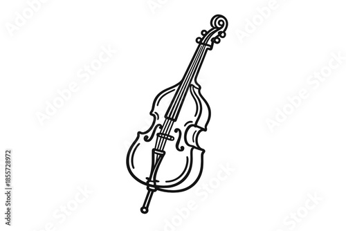 Double Bass Outline on Grey Gradient Background