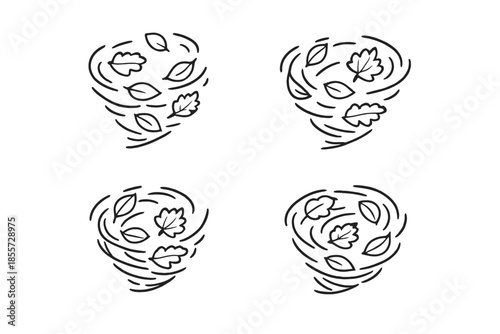 Four swirling autumn leaves icons