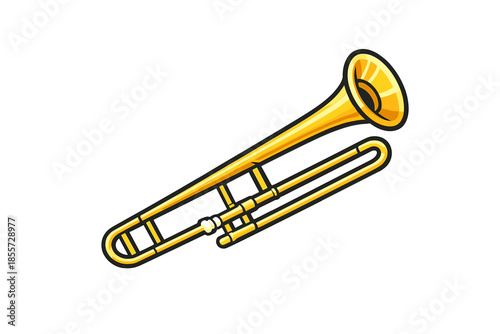 Golden Trombone on Grey Background