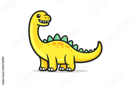 Cute Cartoon Yellow Brontosaurus Dinosaur