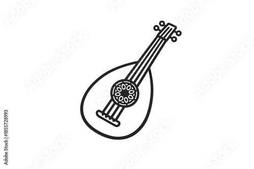 Oud illustration with ornate soundhole