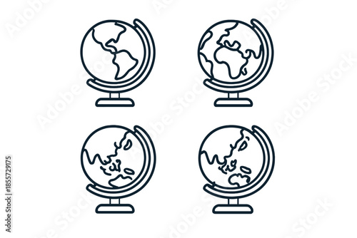 Four Globe Icons on a Gradient Background