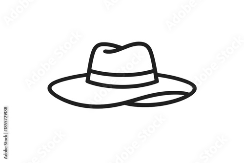 Minimalist Fedora Hat Outline with Shadow