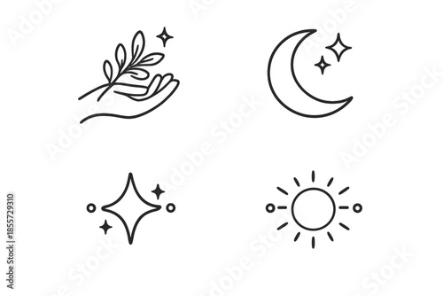 Celestial and nature outline icons