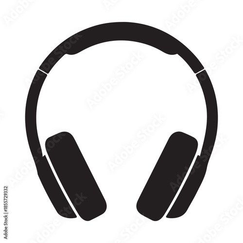 Black headphones icon on white background vector illustration