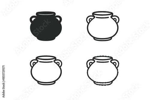 Four ceramic pots on a golden background