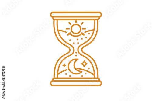 Hourglass with Sun and Moon Illustration