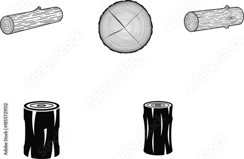 Log cutting process illustration
