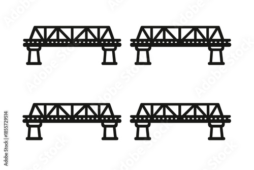 Four simple truss bridges on a gradient background