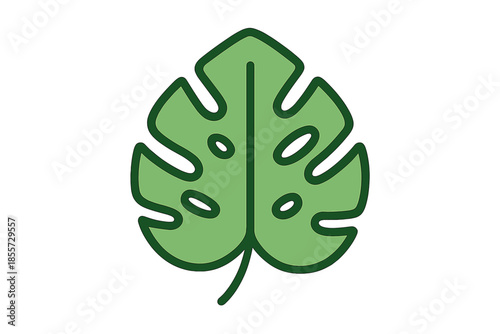 Green monstera leaf icon on a gradient background