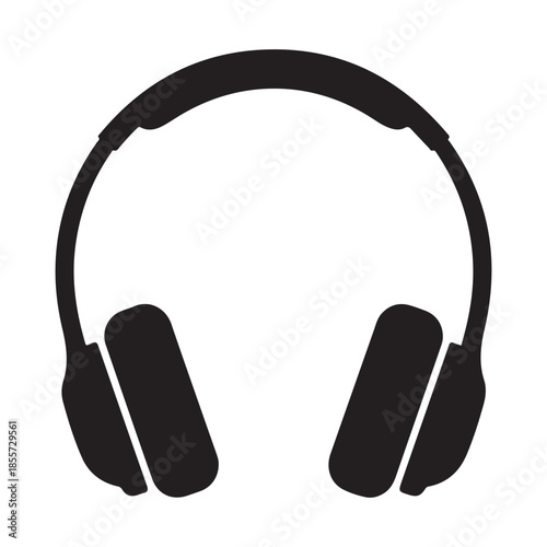 Black headphones icon on white background vector illustration