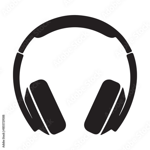 Black headphones icon on white background vector illustration
