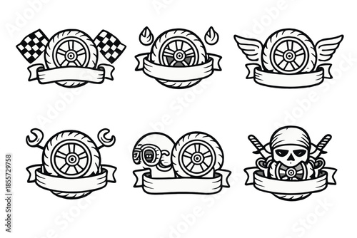 Collection of six automotive emblem icons