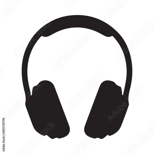 Black headphones icon on white background vector illustration