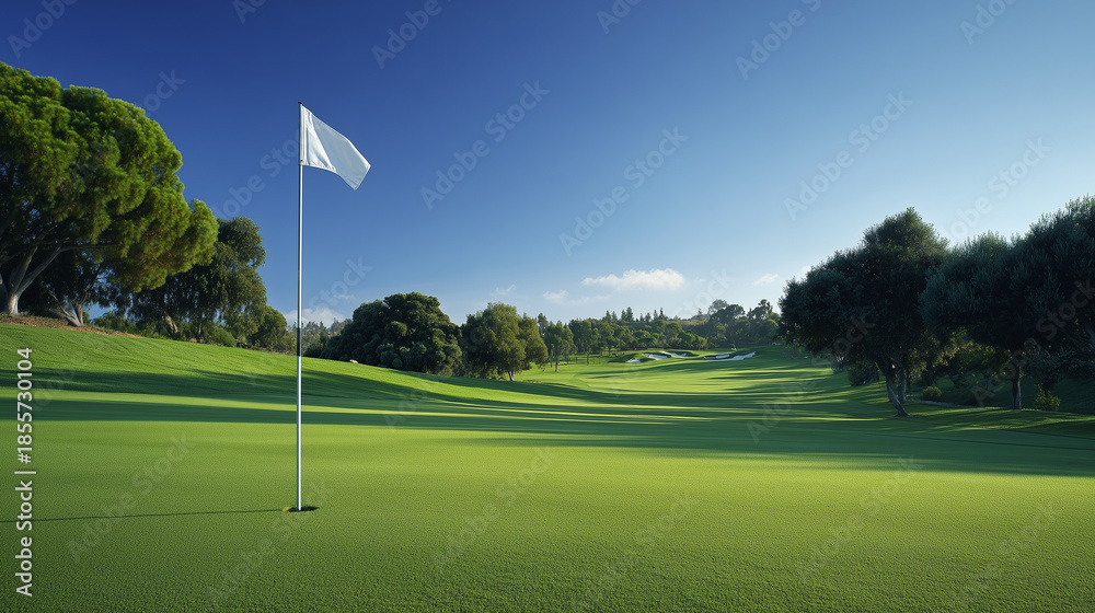 Obraz premium Sunny golf course scenery sports background