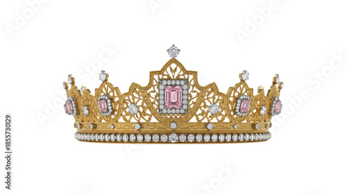 Ornate gold crown with pink gemstones