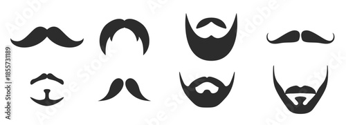 set of isolated icons on a theme beard and mustache