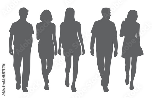 silhouettes of young adults walking together