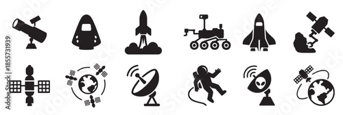 space exploration icons set illustration