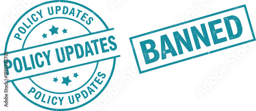 Policy Updates and Banned Stamp Graphics grunge seal  vector illustration icon silhouette