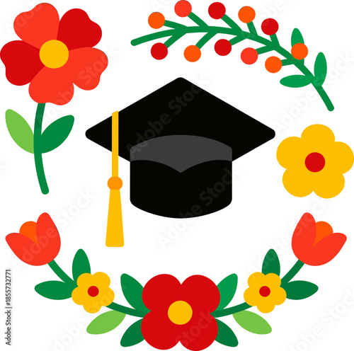 졸업 축하 벡터 아이콘 세트