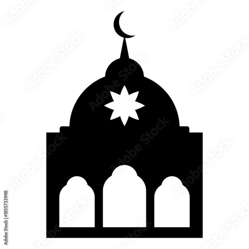 Eid mubarak mosque silhouette with star vector