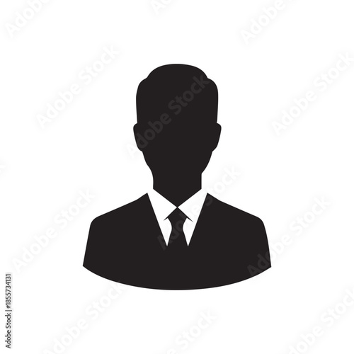 User profile icon of a businessman in a suit. Anonymous person silhouette for corporate identity. Male avatar for business accounts, manager, or employee representation
