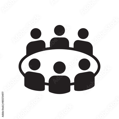 Team business meeting with teamwork and collaboration flat vector icon for apps and websites
