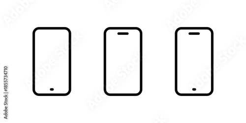 Smartphone outline icon set. Mobile phone line symbol. Cellphone device sign. Editable stroke