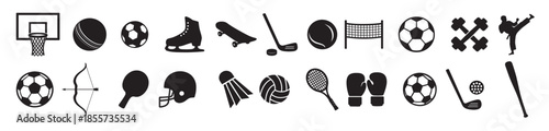 sports ball or tool silhouette bundle design clip art set