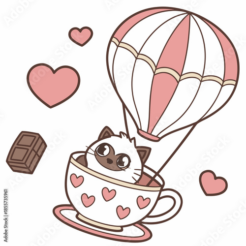 Valentine Blush colored Birman with a Shy touch, placed in a Valentine theme and styled with sitting in a teacup ride