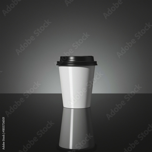 Coffee Cup Reflection: An isolated and sleek coffee cup, presented in studio lighting with a striking reflection.