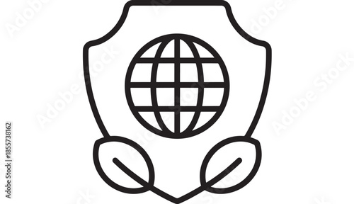 Linear icon of fencing mask with world globe perfect for design on transparent background silhouette